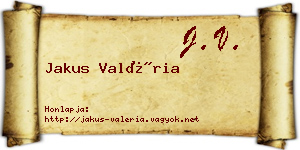 Jakus Valéria névjegykártya
